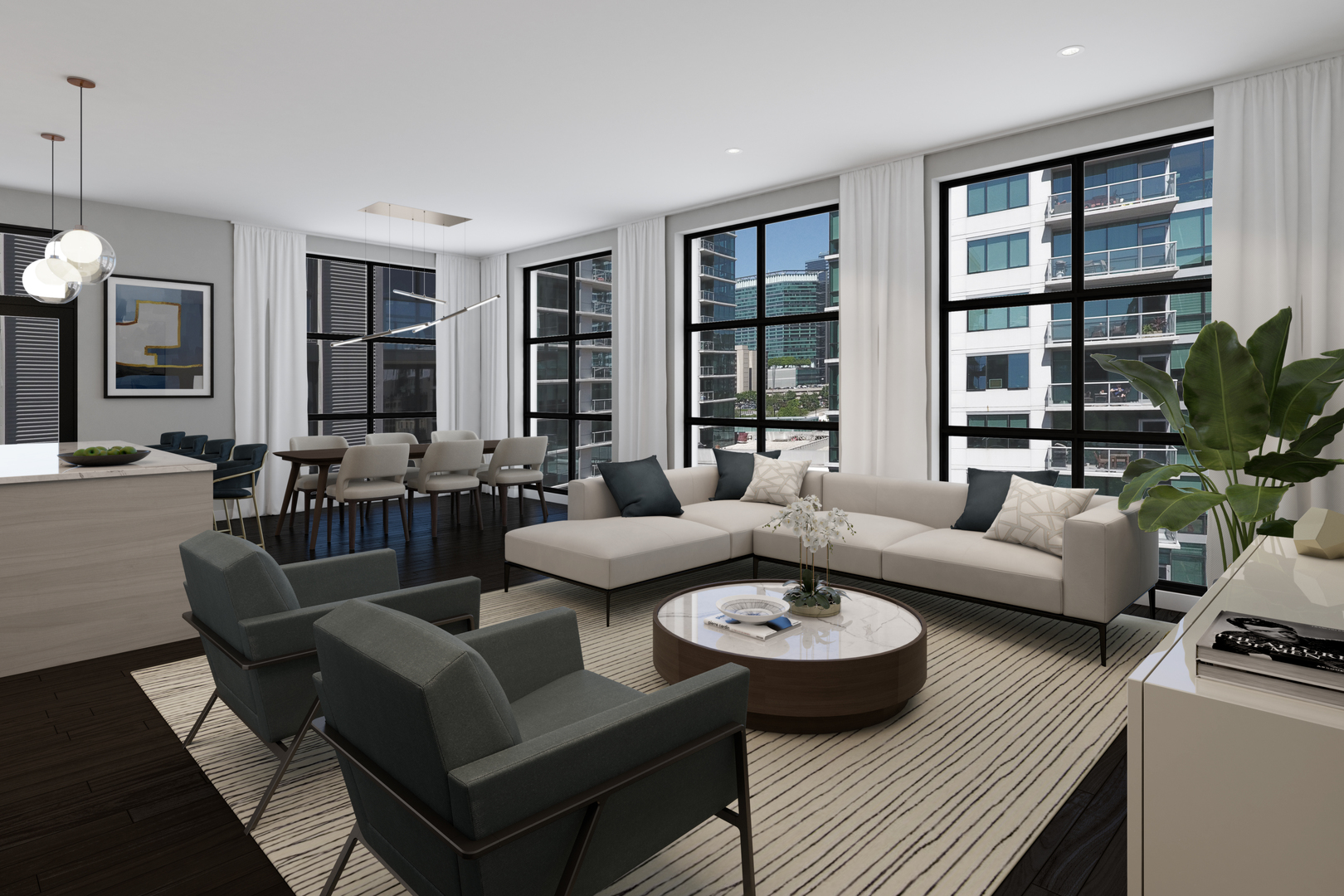 6 North Carpenter Street, Unit 3E Chicago, IL 60607 - Photo 7 of 9 a living room with furniture and a window