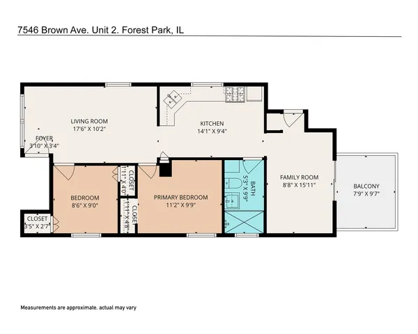 $1,700 | 7546 Brown Avenue, Unit 2, Forest Park, IL 60130