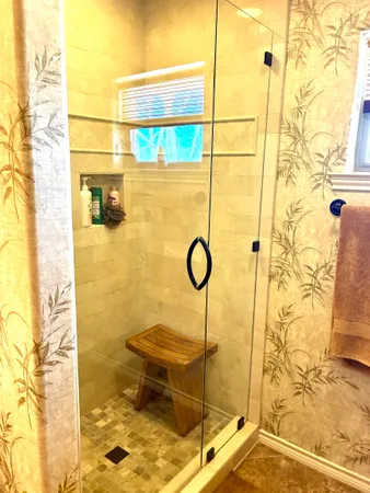 a bathroom with a shower