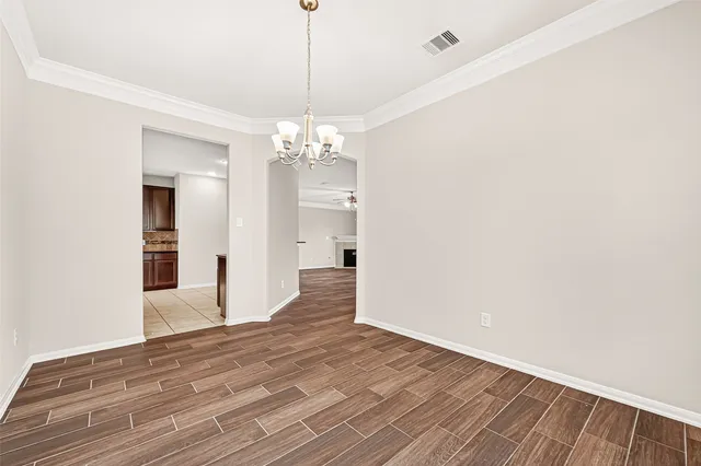 a view of a chandelier in a room