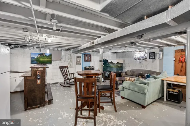 a storage room with furniture