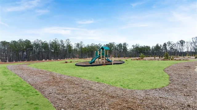 a view of a back yard with green space