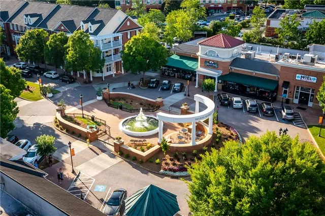 aerial view of a chairs and table in a patio