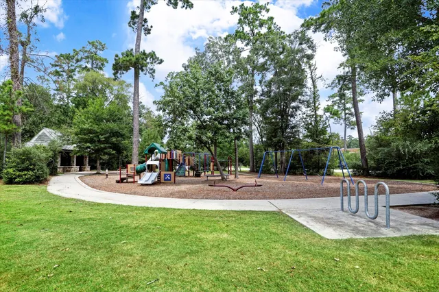 a view of a garden with a bench