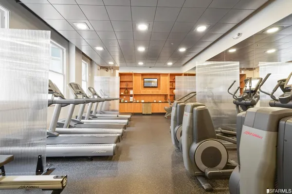 a view of a room with gym equipment