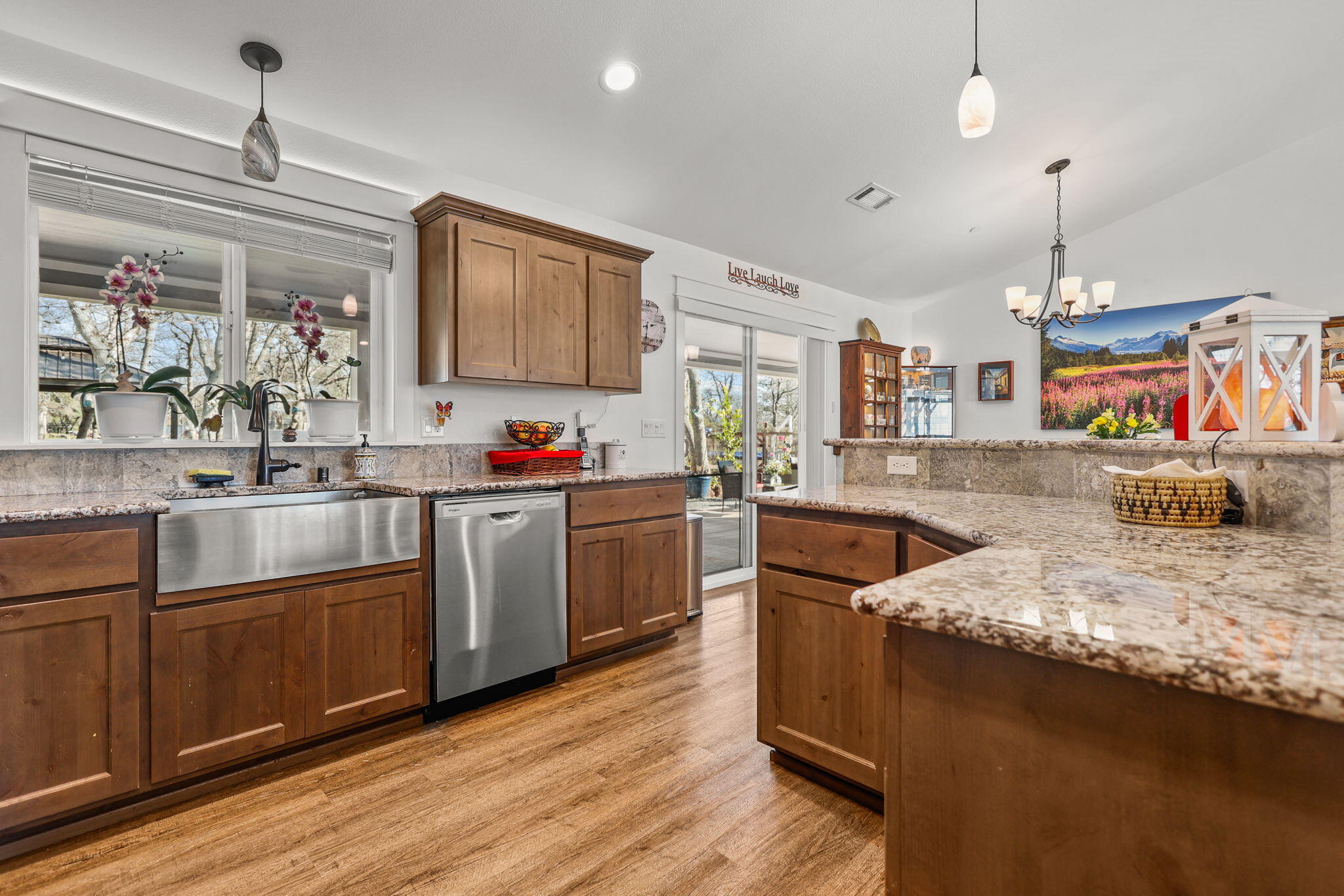 5511 Wilson Hill Road Manton, CA 96059 - Photo 11 of 71 a kitchen with granite countertop a sink cabinets and wooden floor