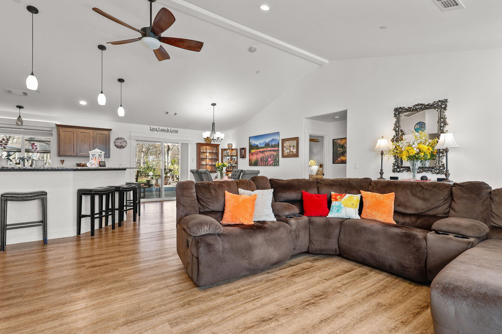 5511 Wilson Hill Road Manton, CA 96059 - Photo 8 of 71 a living room with furniture kitchen view and a wooden floor