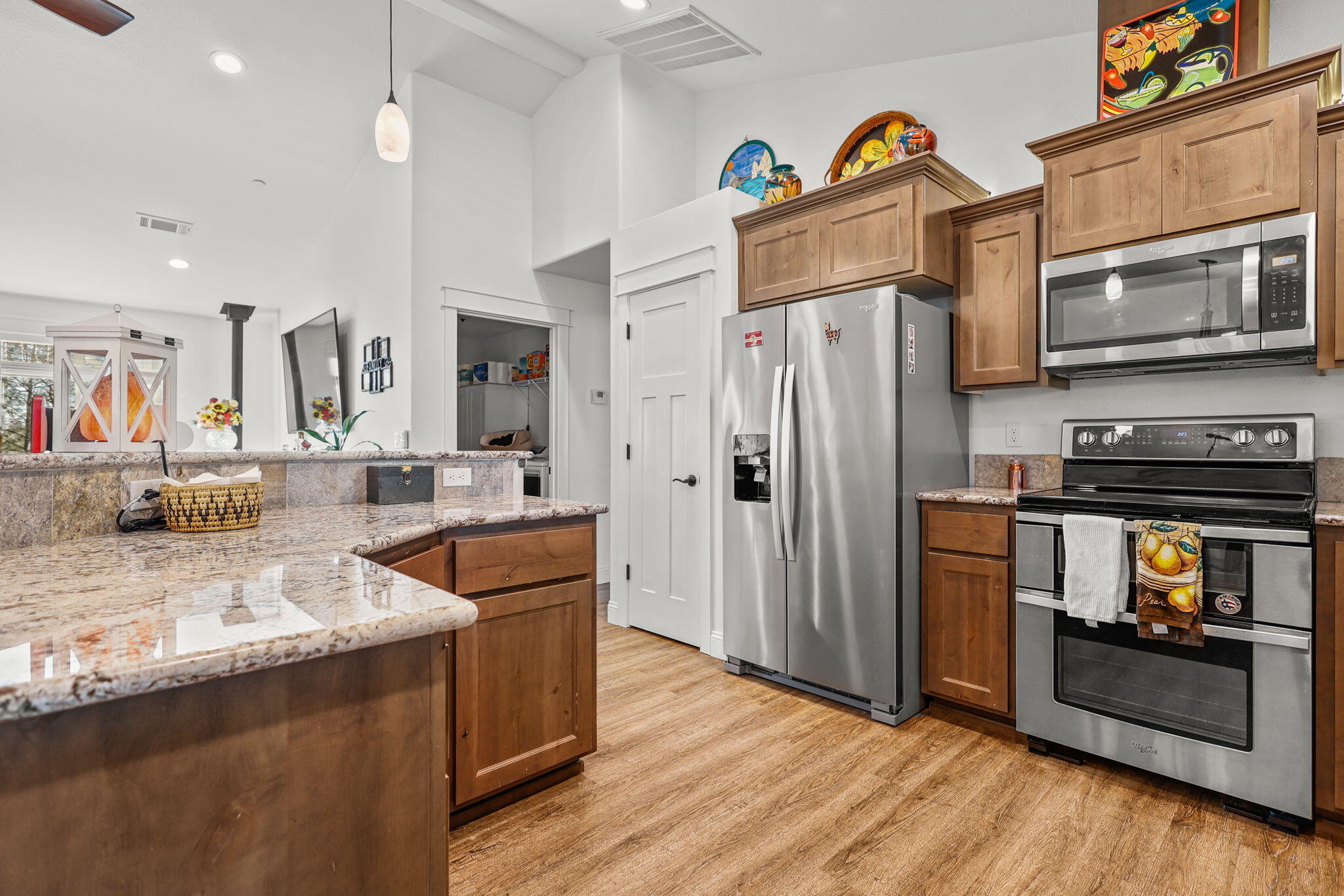5511 Wilson Hill Road Manton, CA 96059 - Photo 10 of 71 a kitchen with stainless steel appliances granite countertop a refrigerator a stove top oven a sink and dishwasher