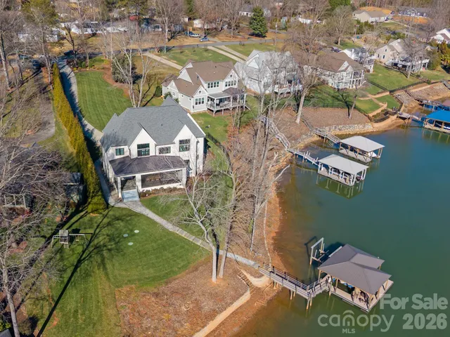 a view of a lake with houses
