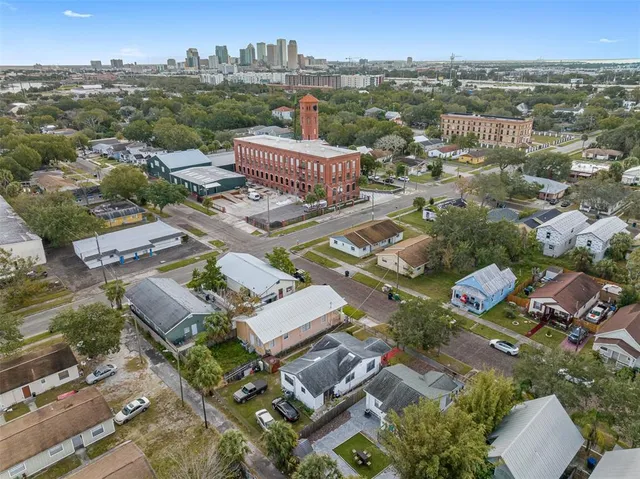 an aerial view of a city with lots of residential buildings