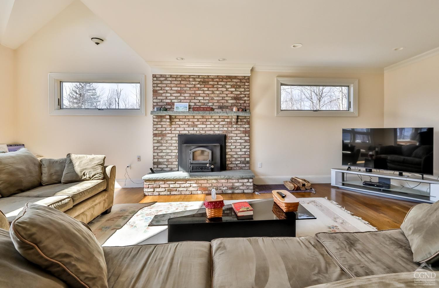 88 Gaby Road Hunter, NY 12442 - Photo 22 of 60 a living room with furniture and a flat screen tv