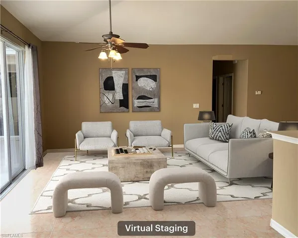 a view of a kitchen with a sink and a refrigerator