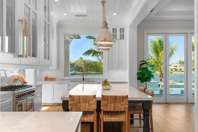 a bedroom with a large bed and a couch