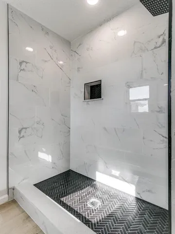 a bathroom with a shower