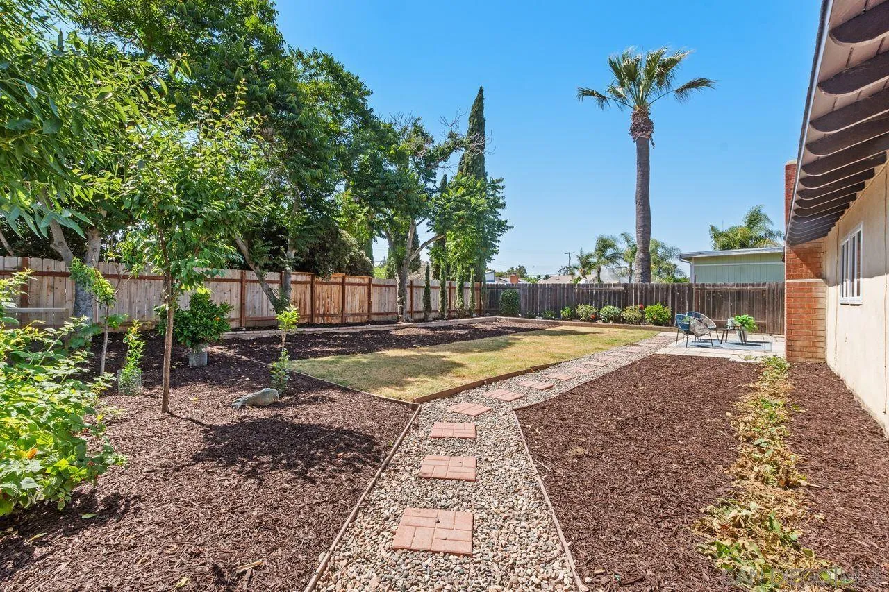 12914 Morene Street Poway, CA 92064 - Photo 30 of 40 a view of yard with swimming pool outdoor seating and trees