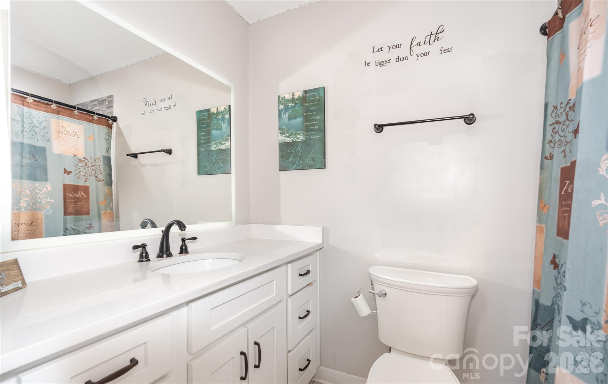 197 Sain Road Statesville, NC 28625 - Photo 19 of 44 a bathroom with a sink toilet a mirror and shower