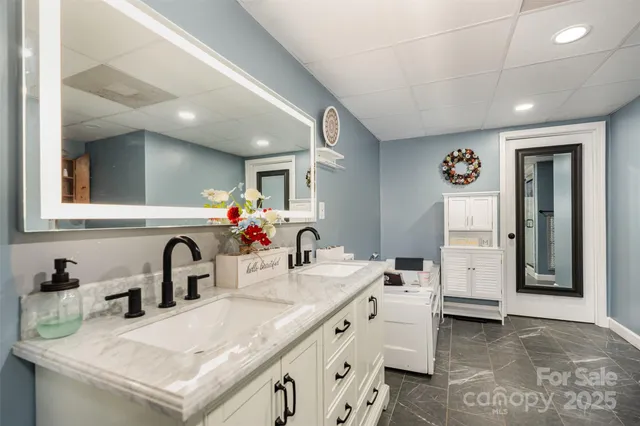 a view of a swimming pool with a garden