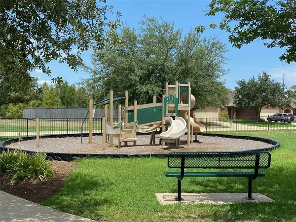 a view of a park with slide
