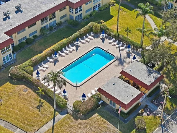 an aerial view of a house