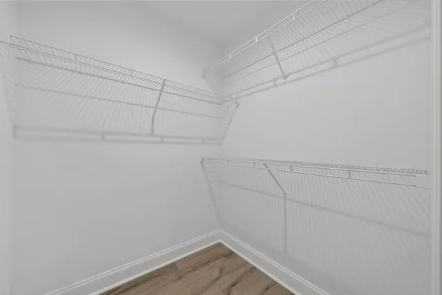 a view of a room with racks on the wall