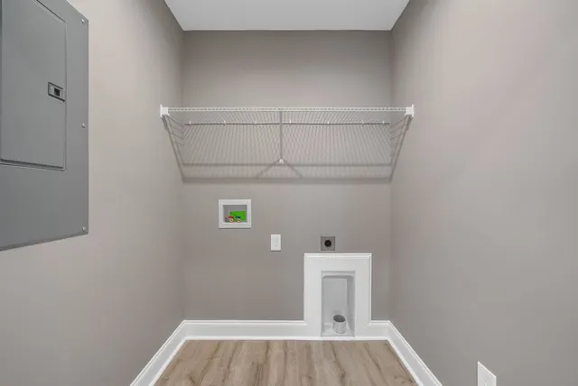 a view of small space with racks on the wall