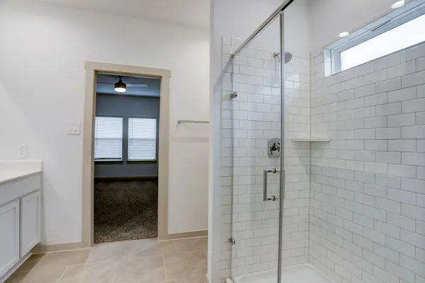 a bathroom with a shower