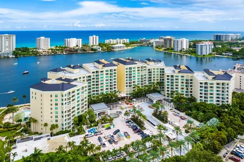 a view of a city with lawn chairs