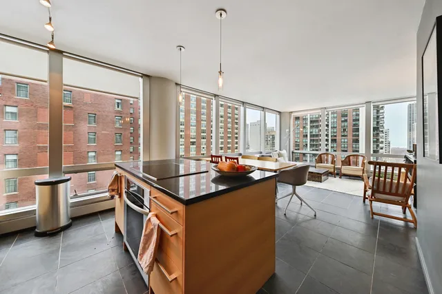 a kitchen with lots of counter top space