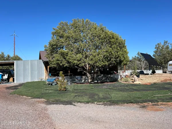 a garden view with a sitting space
