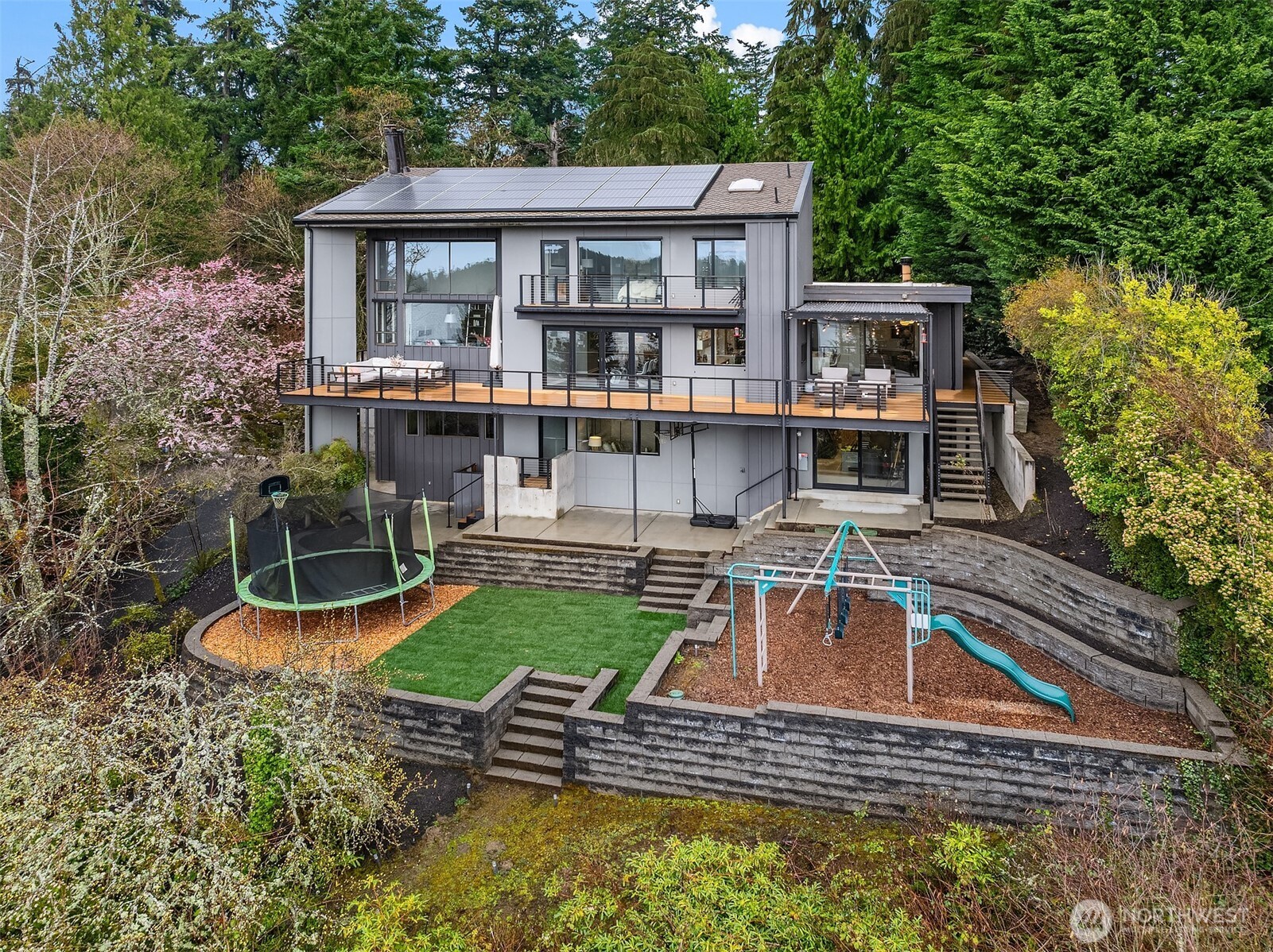 5340 West Mercer Way Mercer Island, WA 98040 - Photo 33 of 36 aerial view of a house with swimming pool and porch