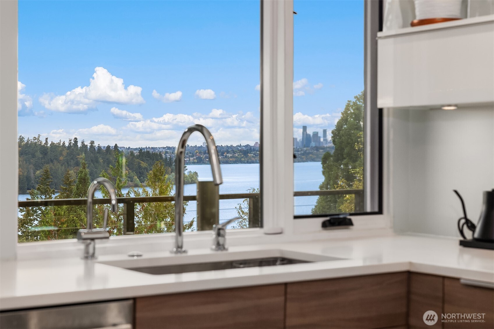 5340 West Mercer Way Mercer Island, WA 98040 - Photo 4 of 36 a kitchen with a sink and a large window