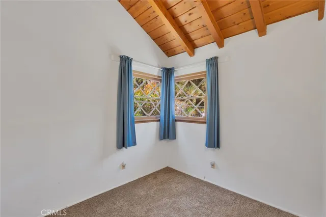 an empty room with a door