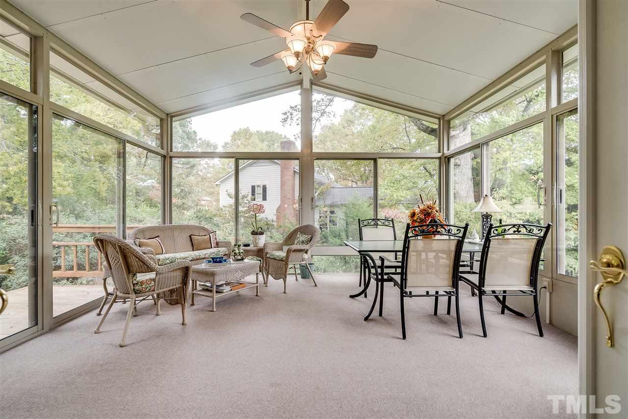 5 Chippers Way Durham, NC 27705 - Photo 11 of 25 Ceiling fan, Berber carpet, Sliding Doors/Screen Doors, Truly 3 Season maybe 4 Season Room in Durham..