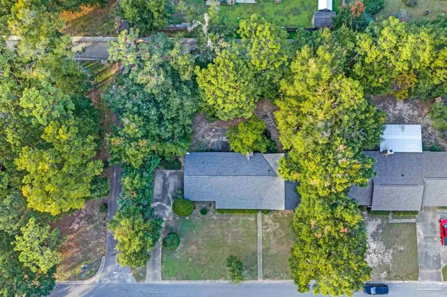 an aerial view of a house