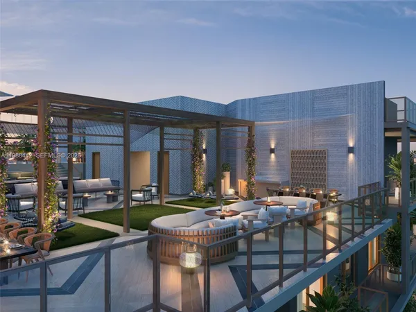 a living room with furniture and a yard