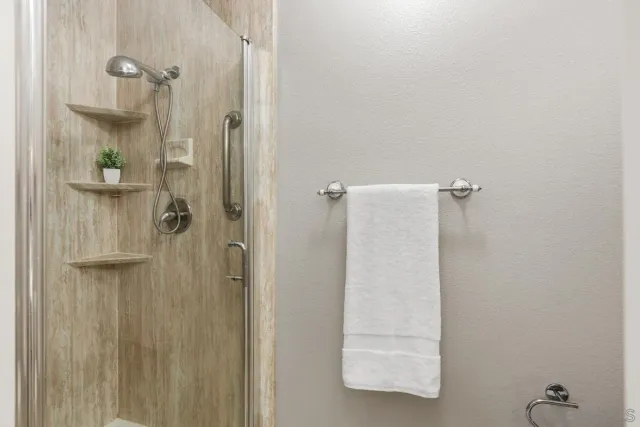 a bathroom with a shower