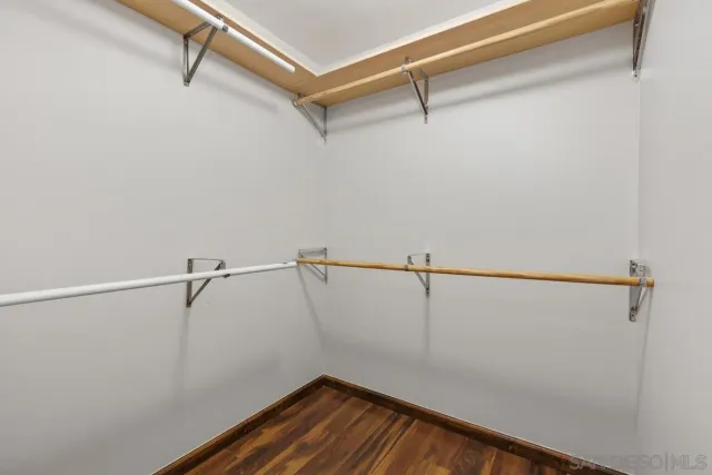 a view of a room with racks on the wall