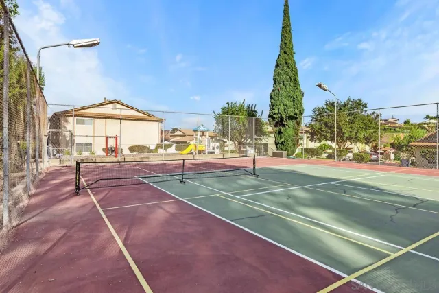 a view of a park with slide