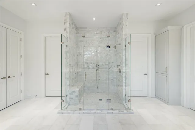 a bathroom with a shower