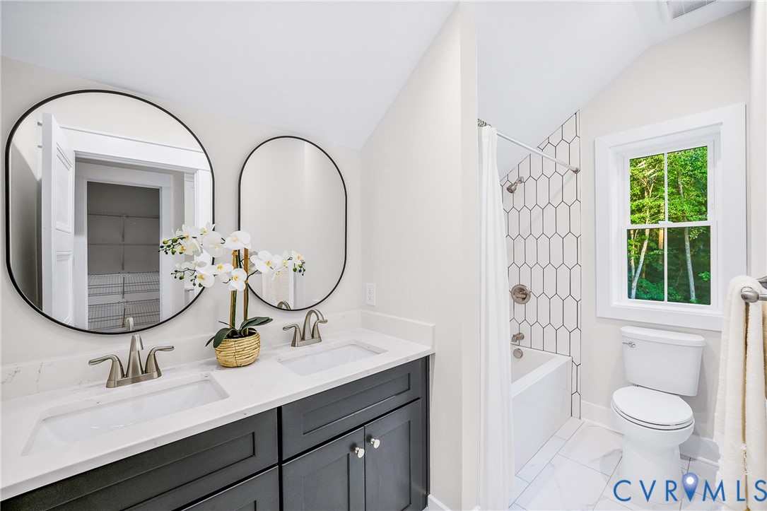 8299 Pamlico Road Ashland, VA 23005 - Photo 24 of 35 a bathroom with a toilet a sink and a mirror