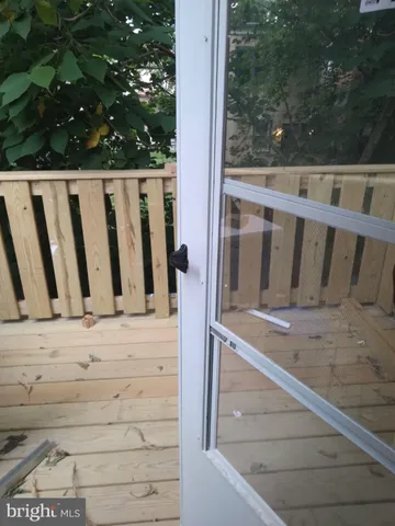 a view of wooden balcony