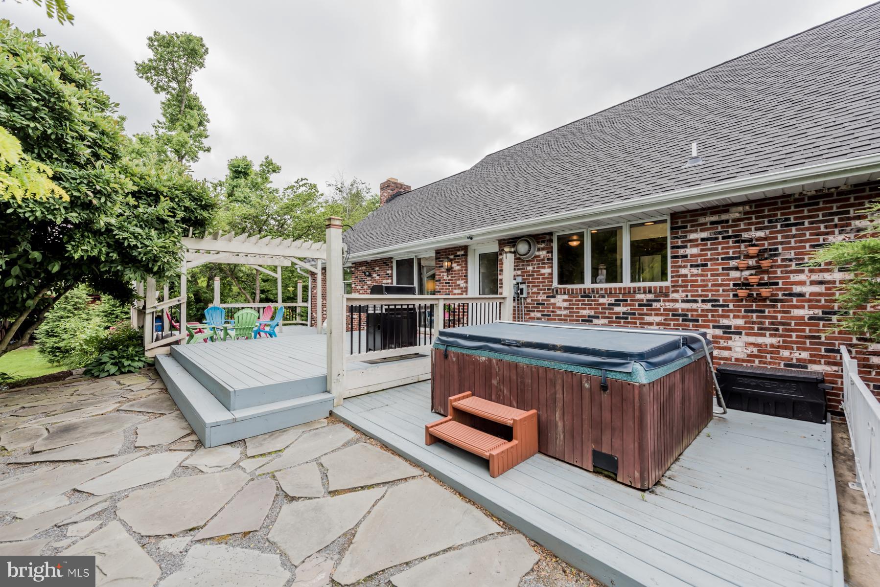 Deck, patio and hot tub
