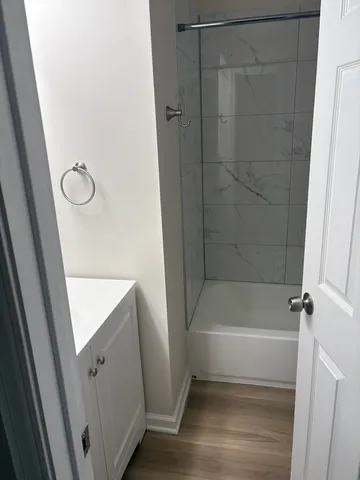 a bathroom with a toilet and a bathtub