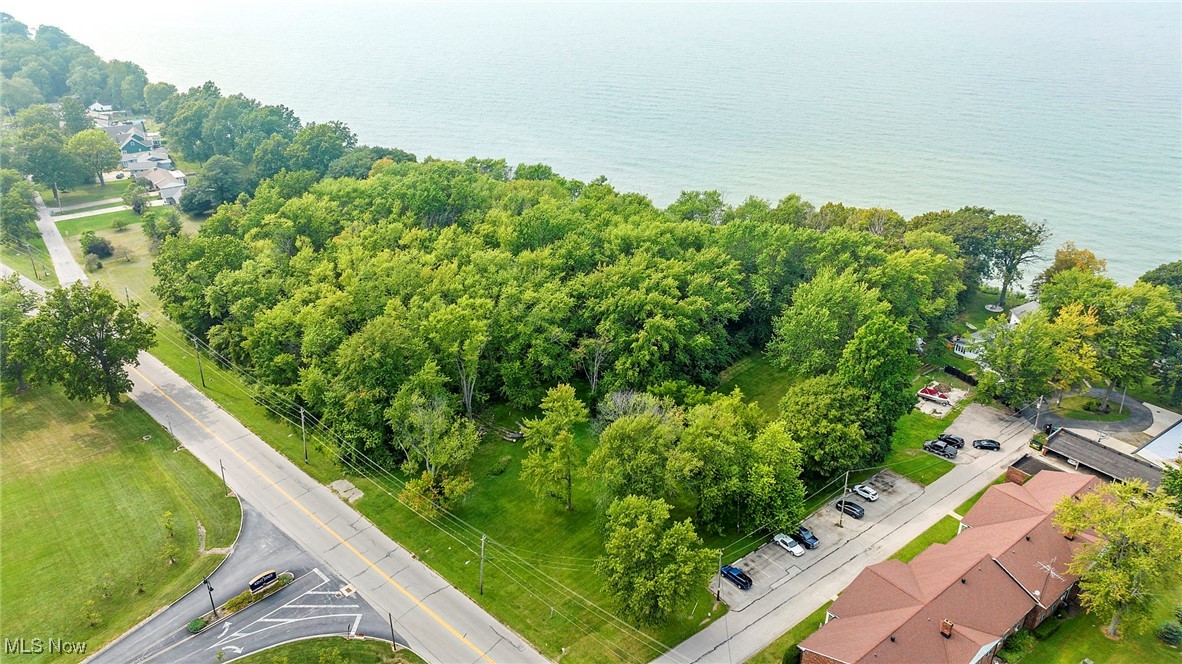 Aerial view of a large body of water