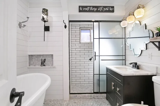 a bathroom with a sink and a bathtub