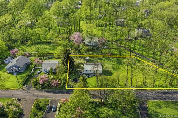 an aerial view of a residential houses