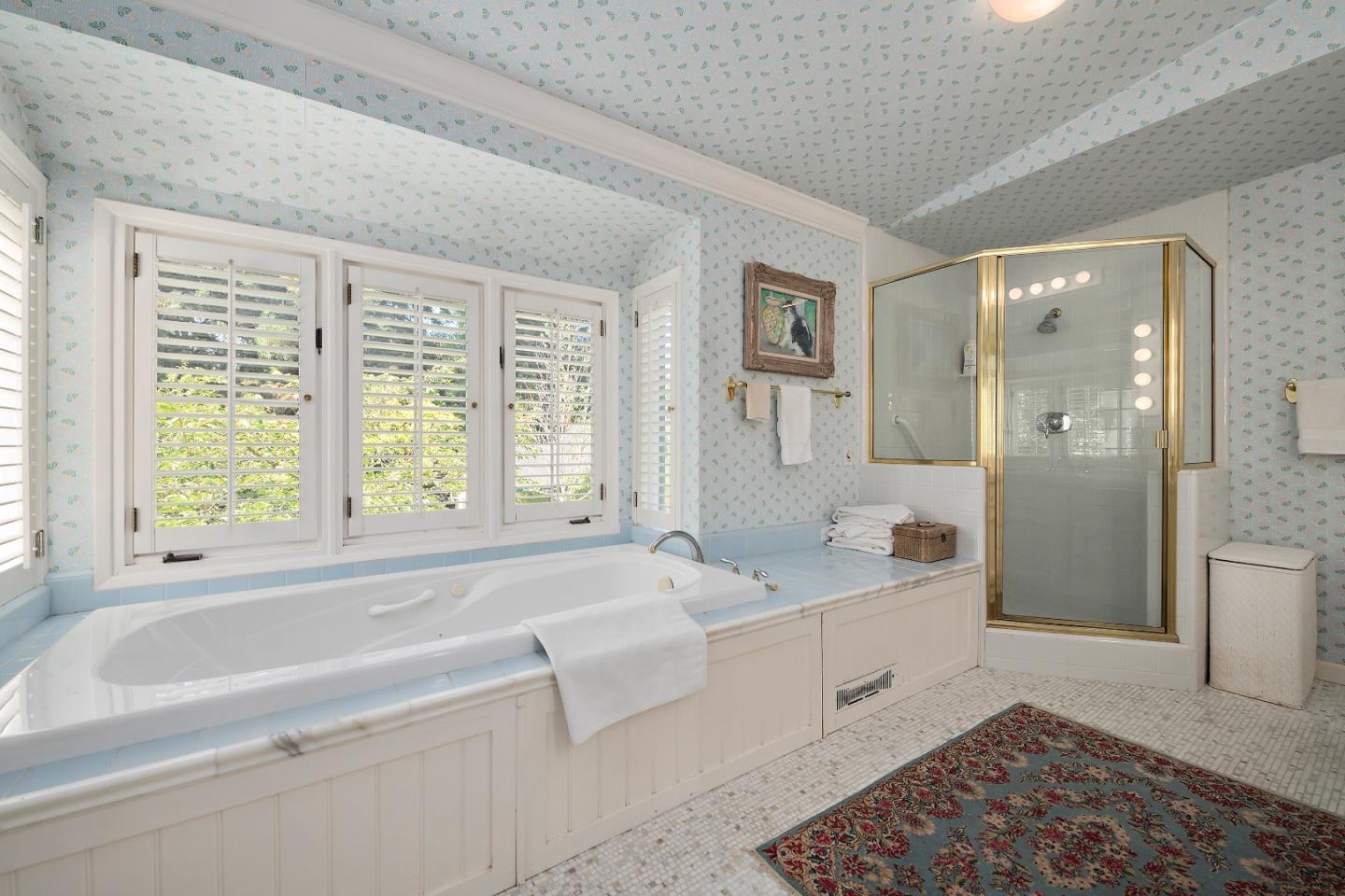 72 Winchester Drive Atherton, CA 94027 - Photo 30 of 50 a spacious bathroom with a tub shower and sink