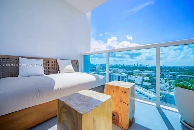 a view of a city from a balcony