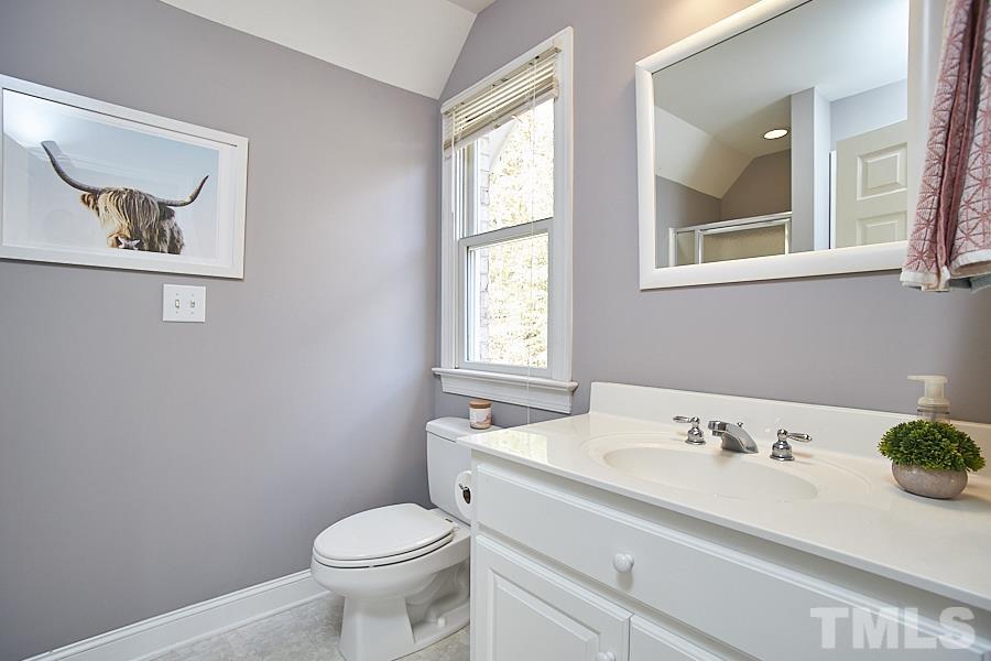 243 Rassie Crabtree Road Rougemont, NC 27572 - Photo 28 of 30 a bathroom with a granite countertop toilet sink and mirror