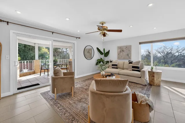 a view of a city with mountains in the background